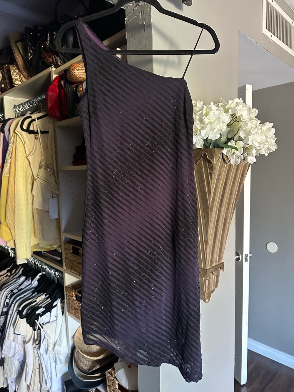 Vintage One-Shoulder Purple Evening Dress